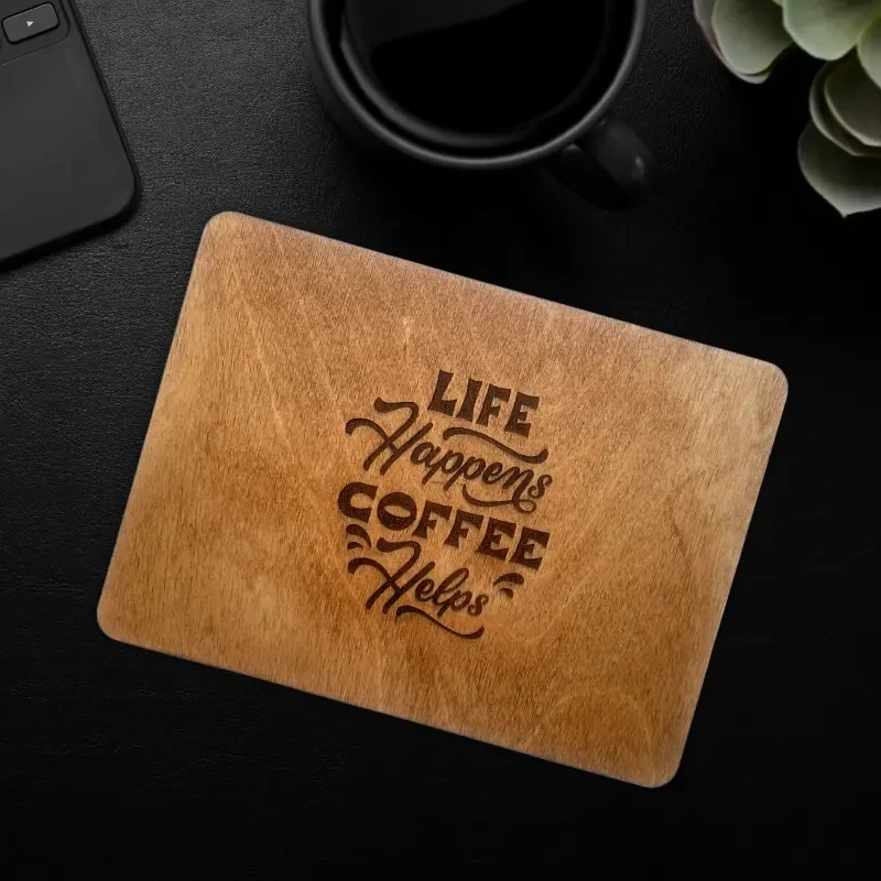 Podkładka HOME, ciemny dąb, cytat – „Kawa – mój motor napędowy”